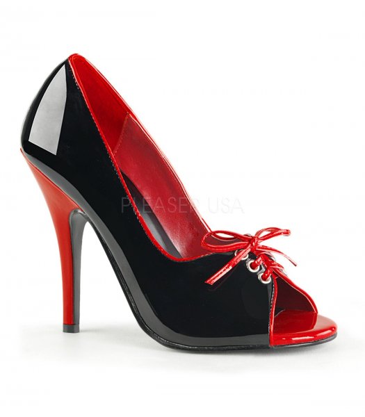 Lack-High-Heels schwarz mit rot Absatz 12,5 cm
